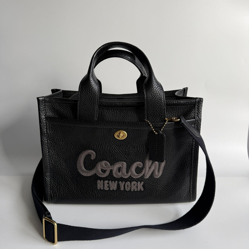 Coach Cargo Tote 26 Black Pebble Leather Crossbody CAM665