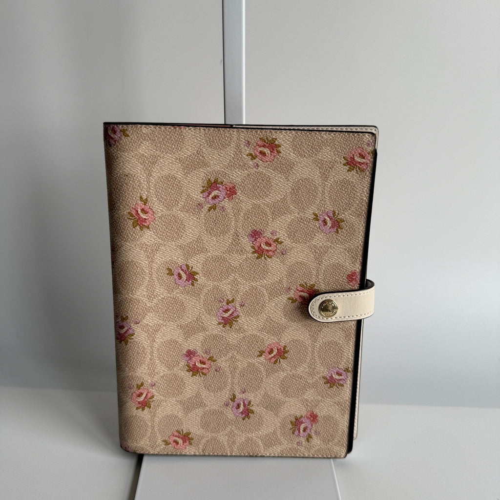 Coach Notebook Cover Sand Multi Signature Canvas Floral Print CA058