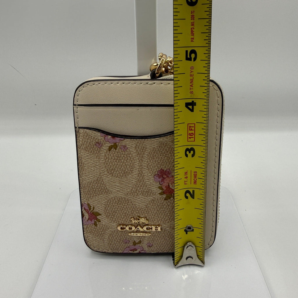 Coach Zip Card Case Signature Canvas Floral Leather Wallet CR971