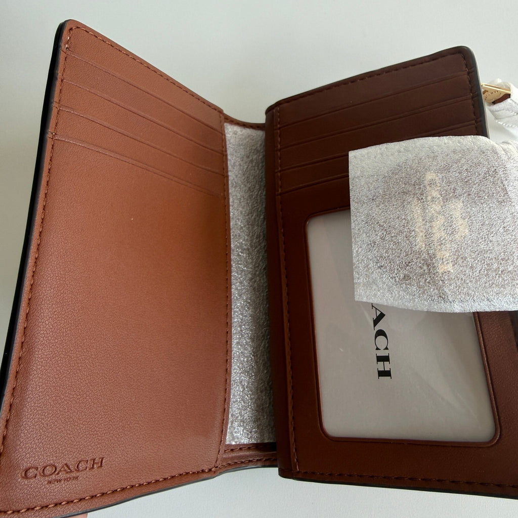 Coach Medium Corner Zip Bifold Wallet Tan Leather CBO32