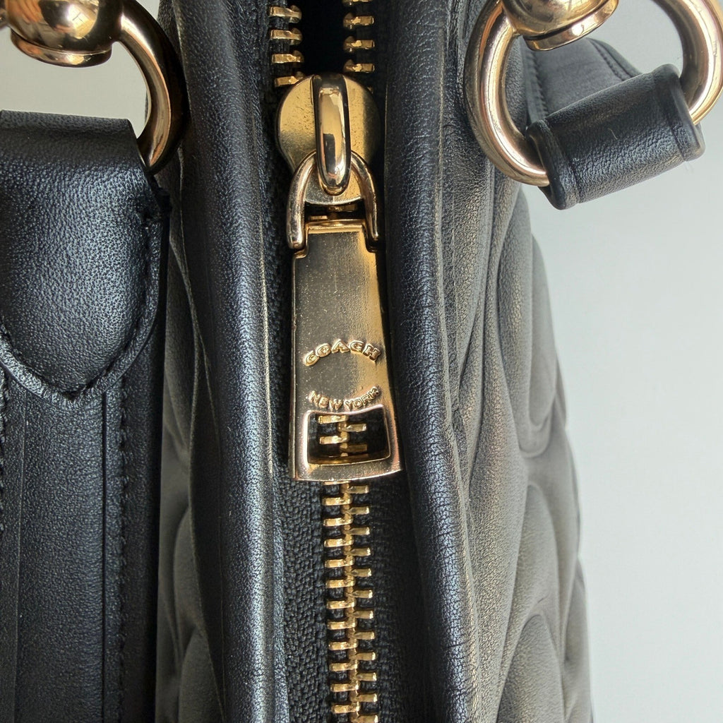 Coach Laurel Shoulder Bag Black Signature Embossed Leather CZ178