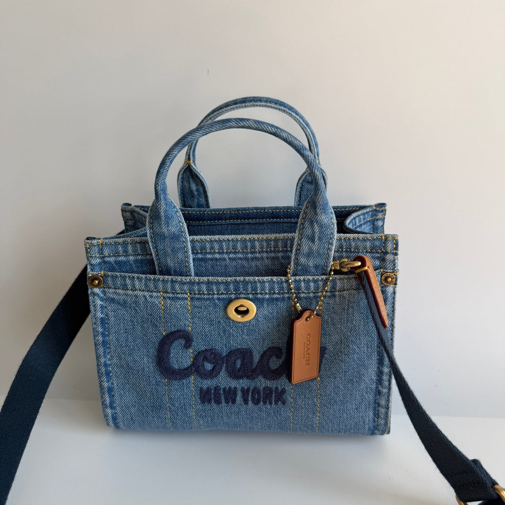 Coach Mini Cargo Tote Bag 20 Indigo Blue Denim Crossbody CZ100