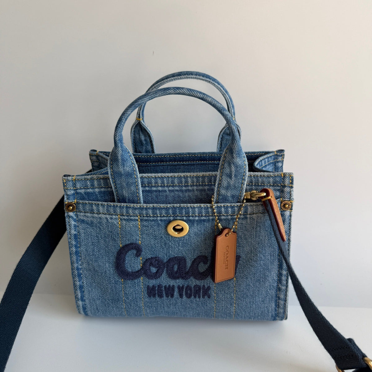 Coach Mini Cargo Tote Bag 20 Indigo Blue Denim Crossbody CZ100