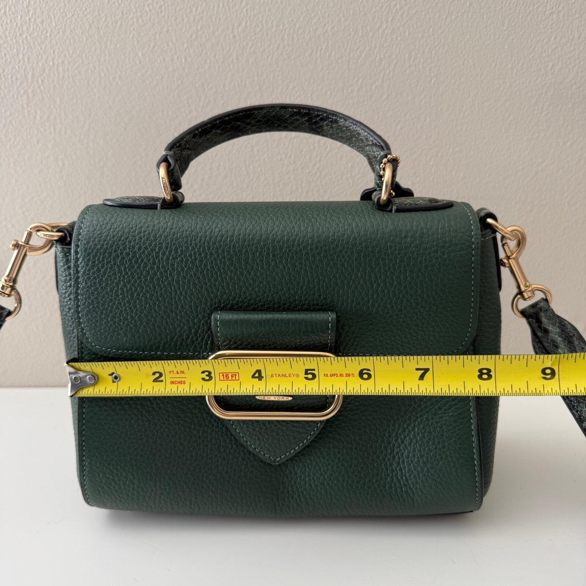 Coach Morgan Top Handle Satchel Dark Green Leather CE568