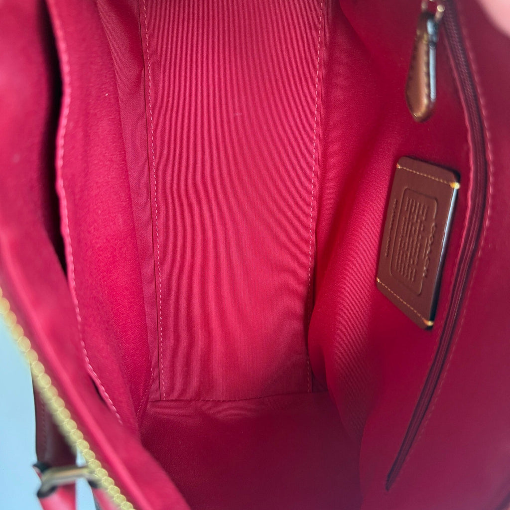 Coach Rowan Satchel Brown Red Signature Canvas Crossbody CV961
