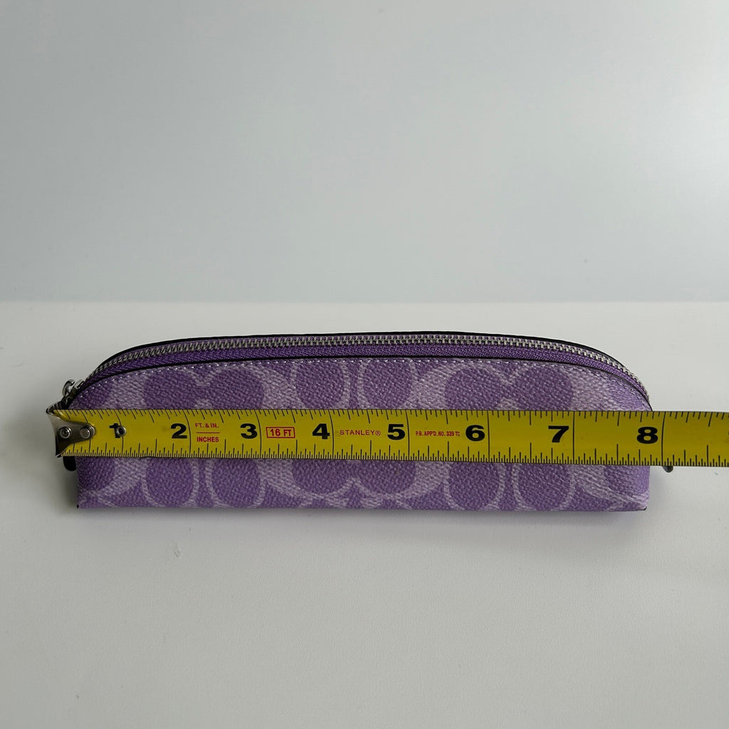 Coach Signature Pencil Case Iris Purple Coated Canvas Pouch CZ206