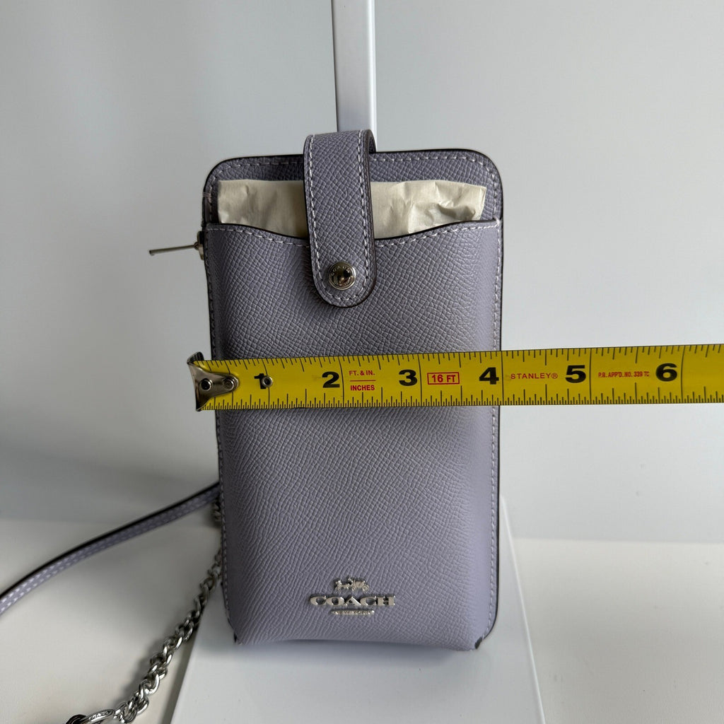Coach North/South Phone Crossbody Mist Purple Crossgrain Leather C6884