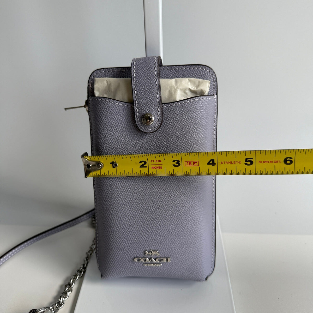 Coach North/South Phone Crossbody Mist Purple Crossgrain Leather C6884