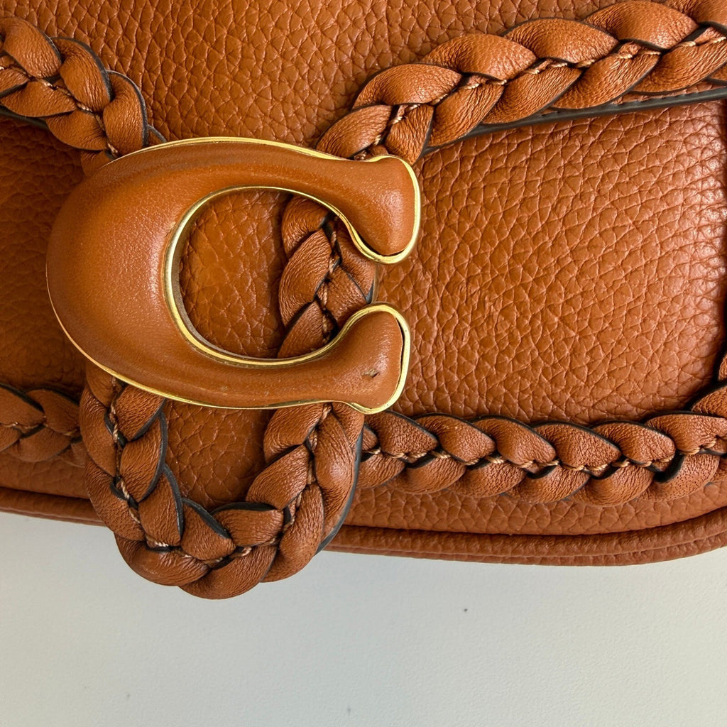 Coach Tabby Messenger 19 Burnished Amber Leather Braided Trim Bag CJ837
