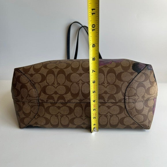 Coach City Tote Signature Canvas Purple Floral Kaffe Fassett Print 5697
