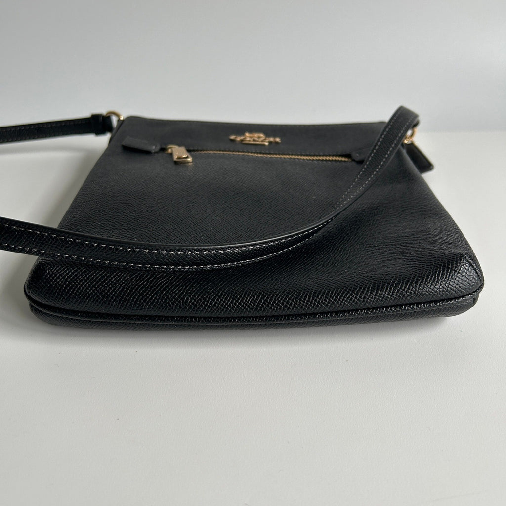 Coach Mini Rowan File Crossbody Shoulder Bag Black Crossgrain Leather CE871
