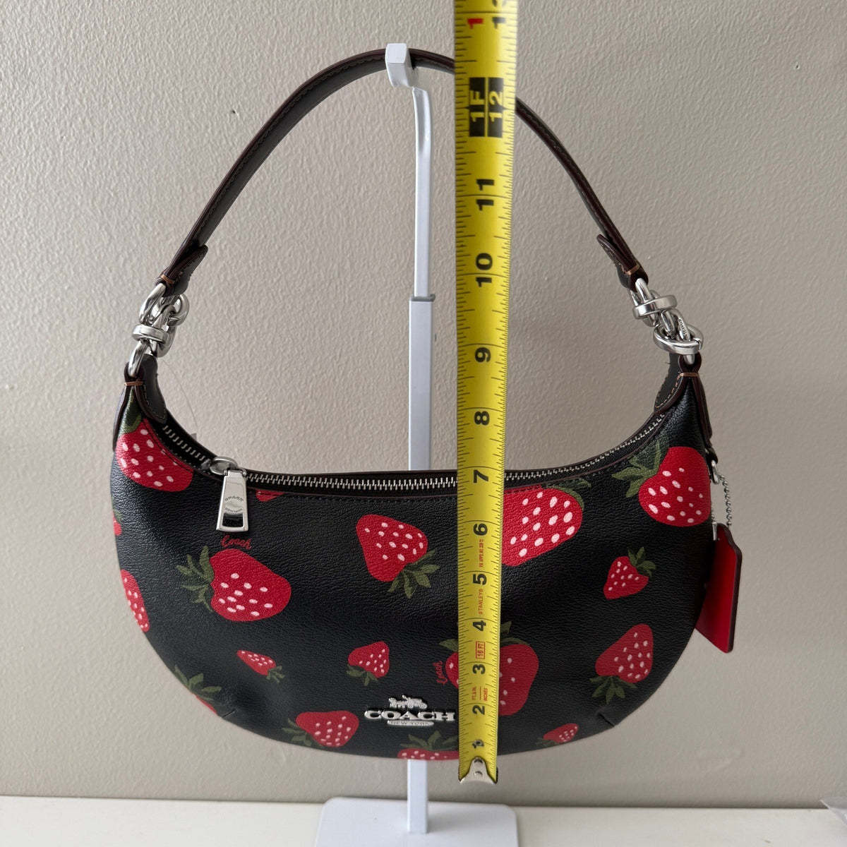 Coach Payton Hobo Black Multi Coated Canvas Strawberry Bag CH330
