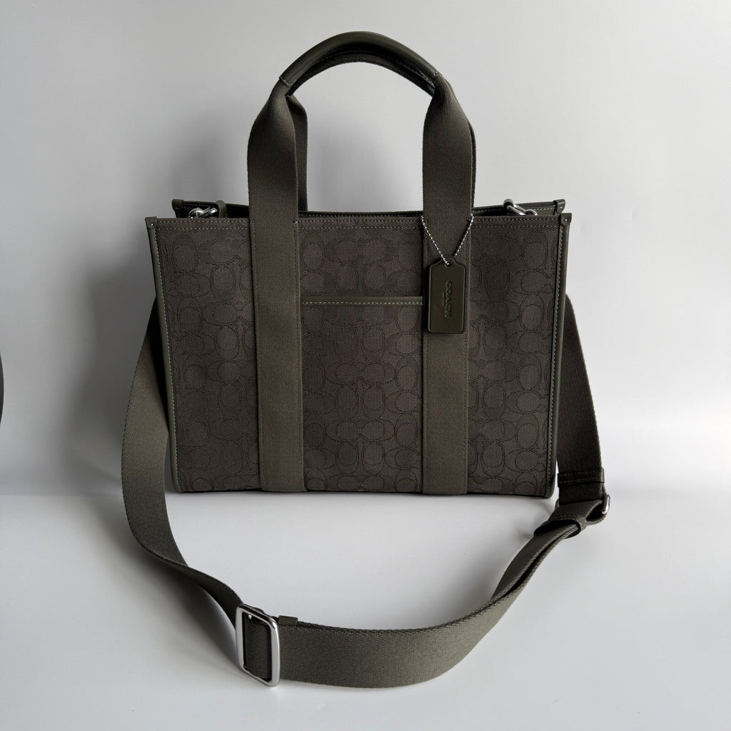 Coach Smith Tote Olive Drab Signature Jacquard Leather Crossbody CY367