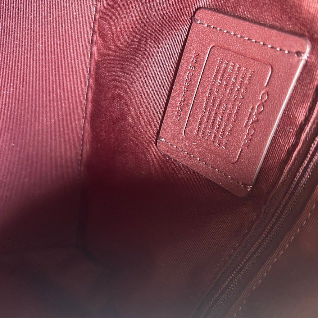 Coach Rowan Satchel Pink Brown Signature Canvas Crossbody Bag F83607