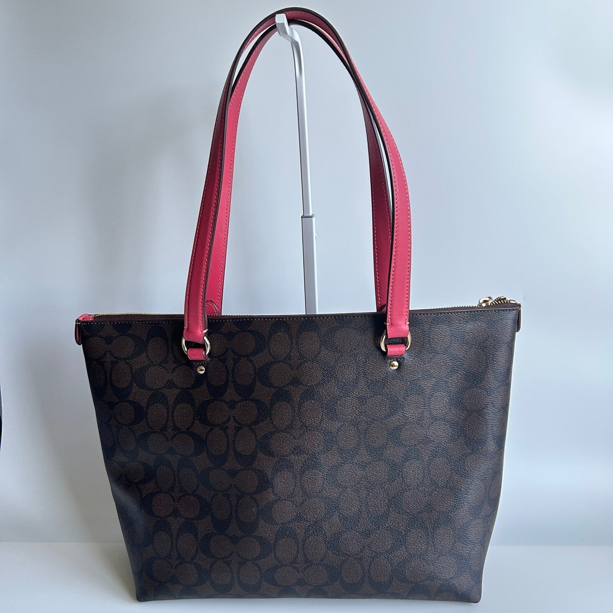 Coach Gallery Tote Brown Red Signature Canvas Shoulder Bag CH504