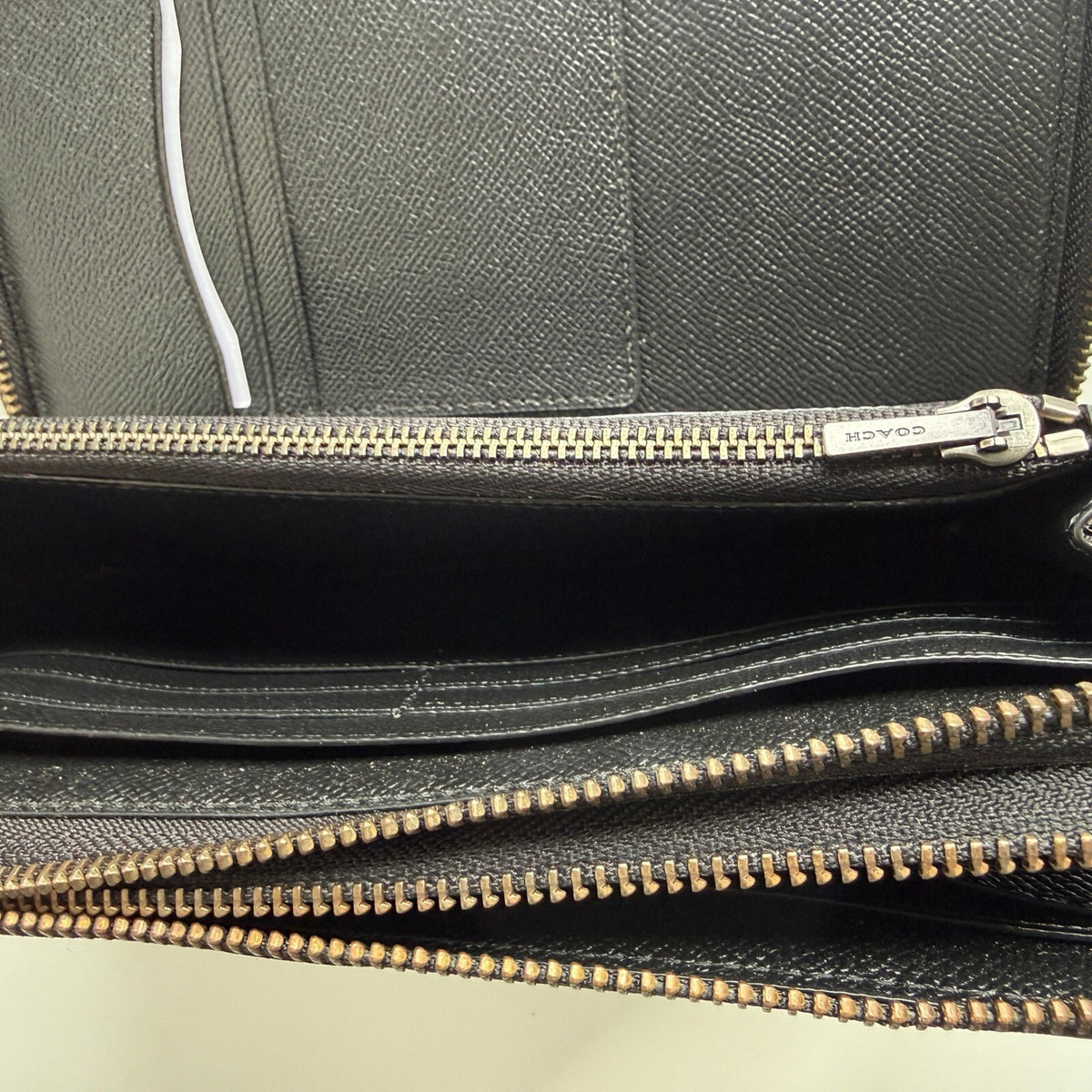 Coach Double Zip Travel Wallet Black Crossgrain Leather F23334