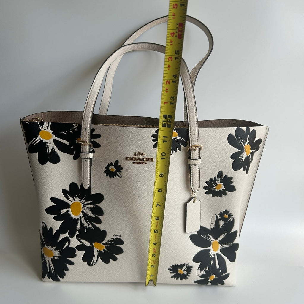 Coach Mollie Tote Chalk Multi Leather Floral Daisy Bag CZ593