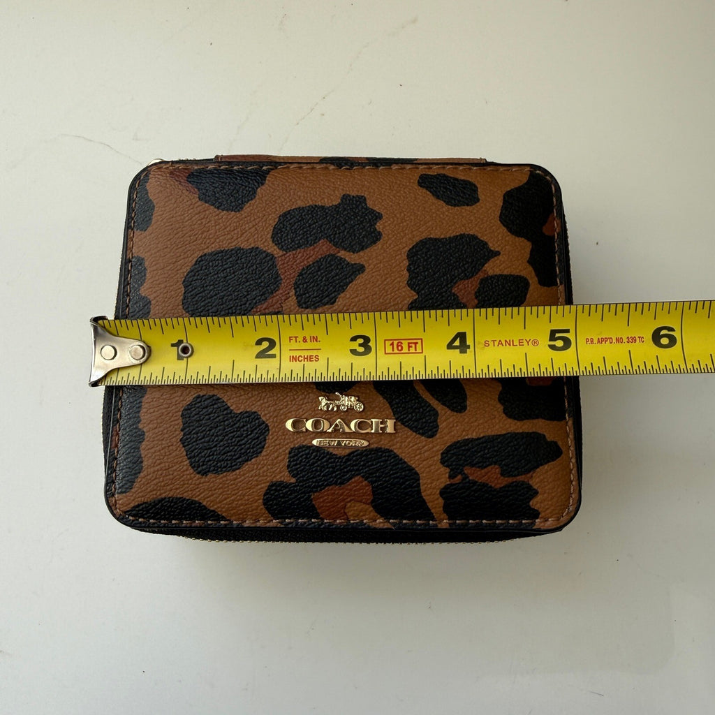 Coach Travel Jewelry Box Leopard Print Canvas Case C8081G Organizer Accessory