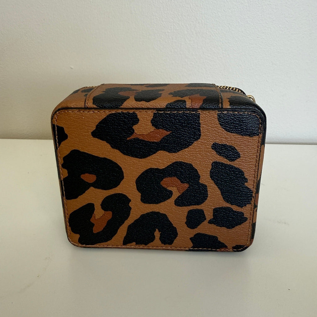 Coach Travel Jewelry Box Leopard Print Canvas Case C8081G Organizer Accessory