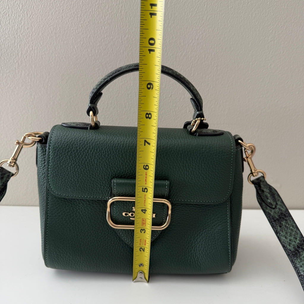Coach Morgan Top Handle Satchel Dark Green Leather CE568
