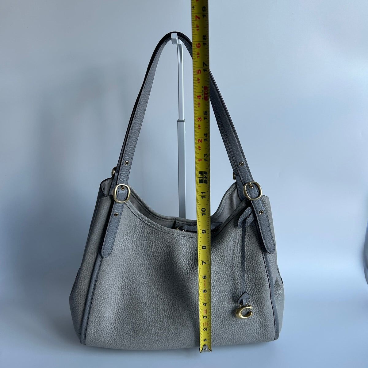 Coach Lori Shoulder Bag Dove Grey Pebbled Leather C6627