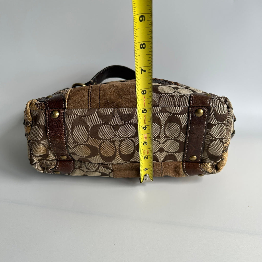 Coach Carly Patchwork Brown Mixed Media Hobo Bag 11496