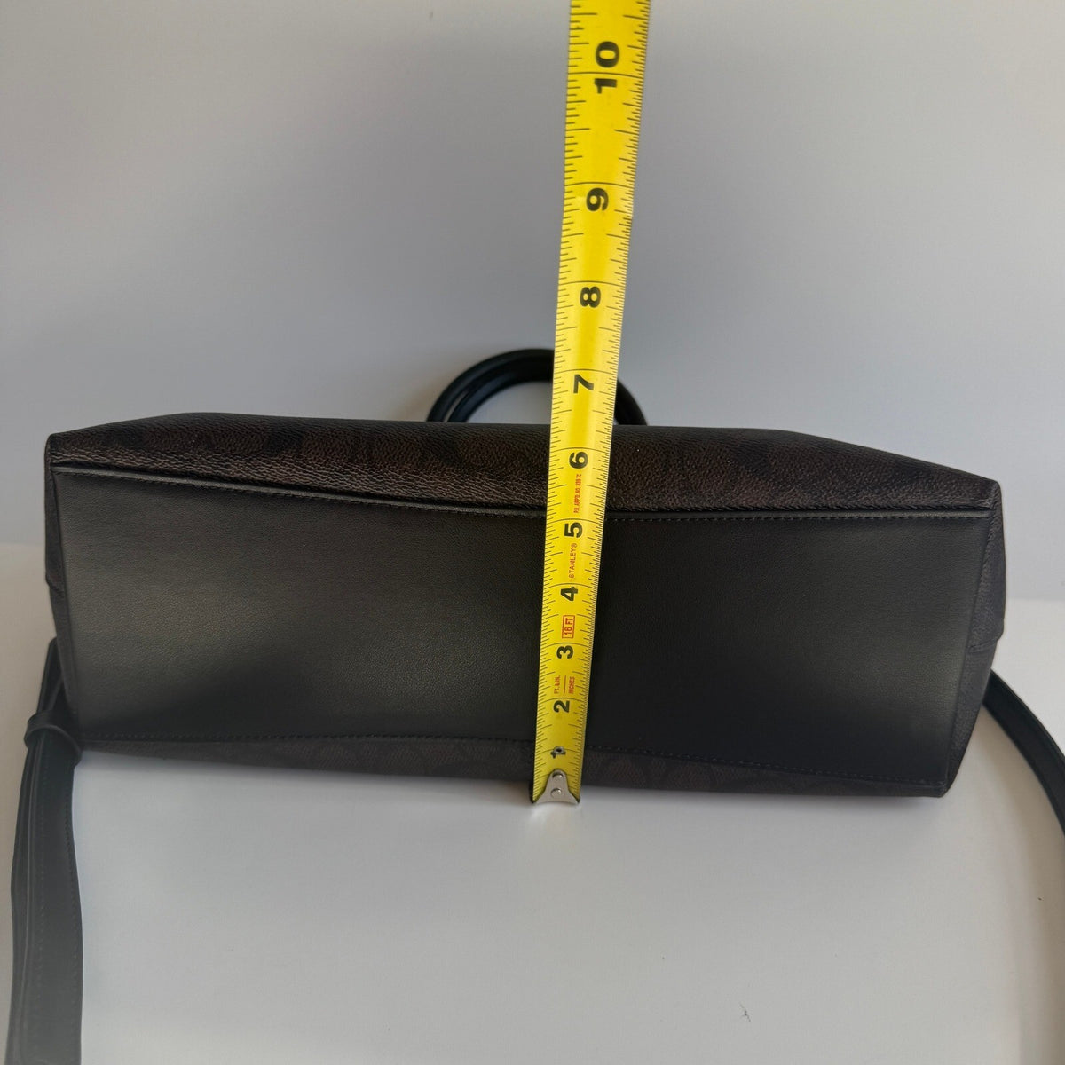 Coach Georgia Satchel Walnut Black Signature Canvas Bag CW422