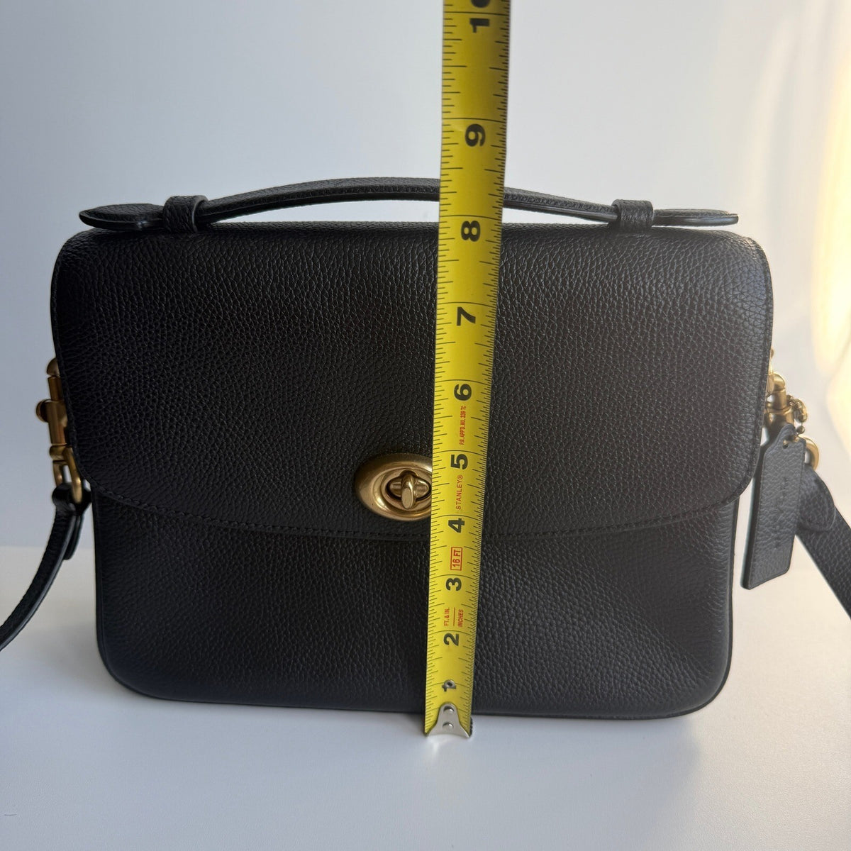Coach Cassie 19 Black Polished Pebble Leather Crossbody Bag CV437