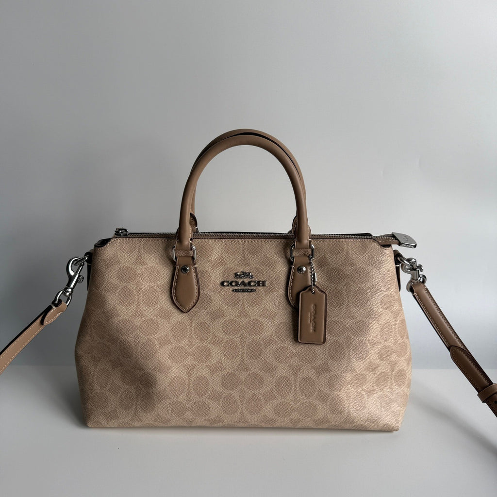 Coach Georgia Satchel Sand Taupe Signature Canvas CW422 Crossbody Bag