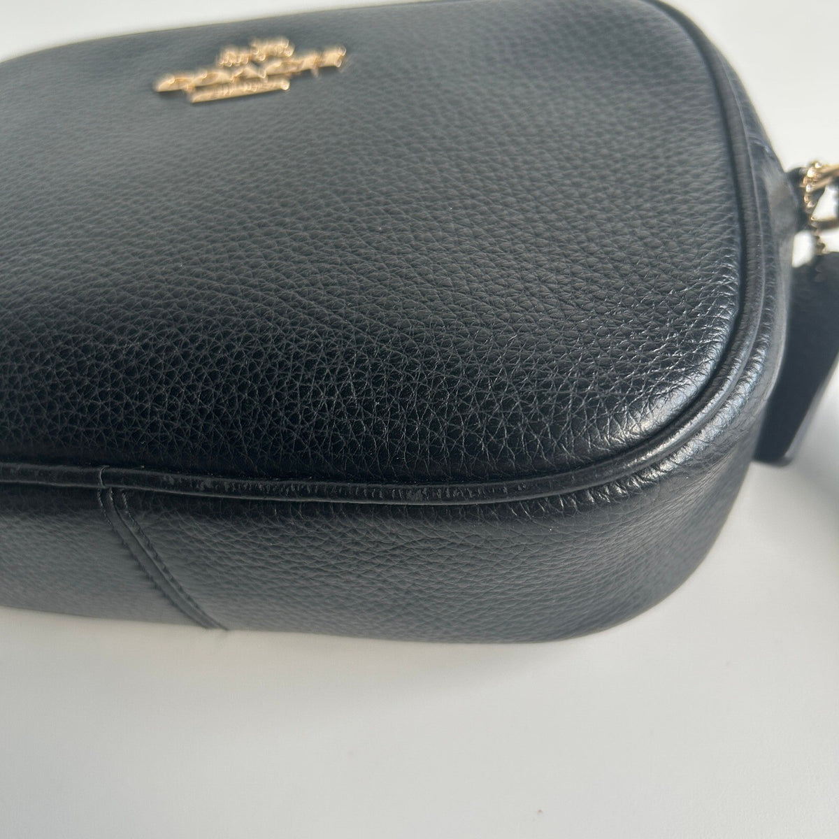 Coach Mini Jamie Camera Bag Black Pebbled Leather Crossbody CA069