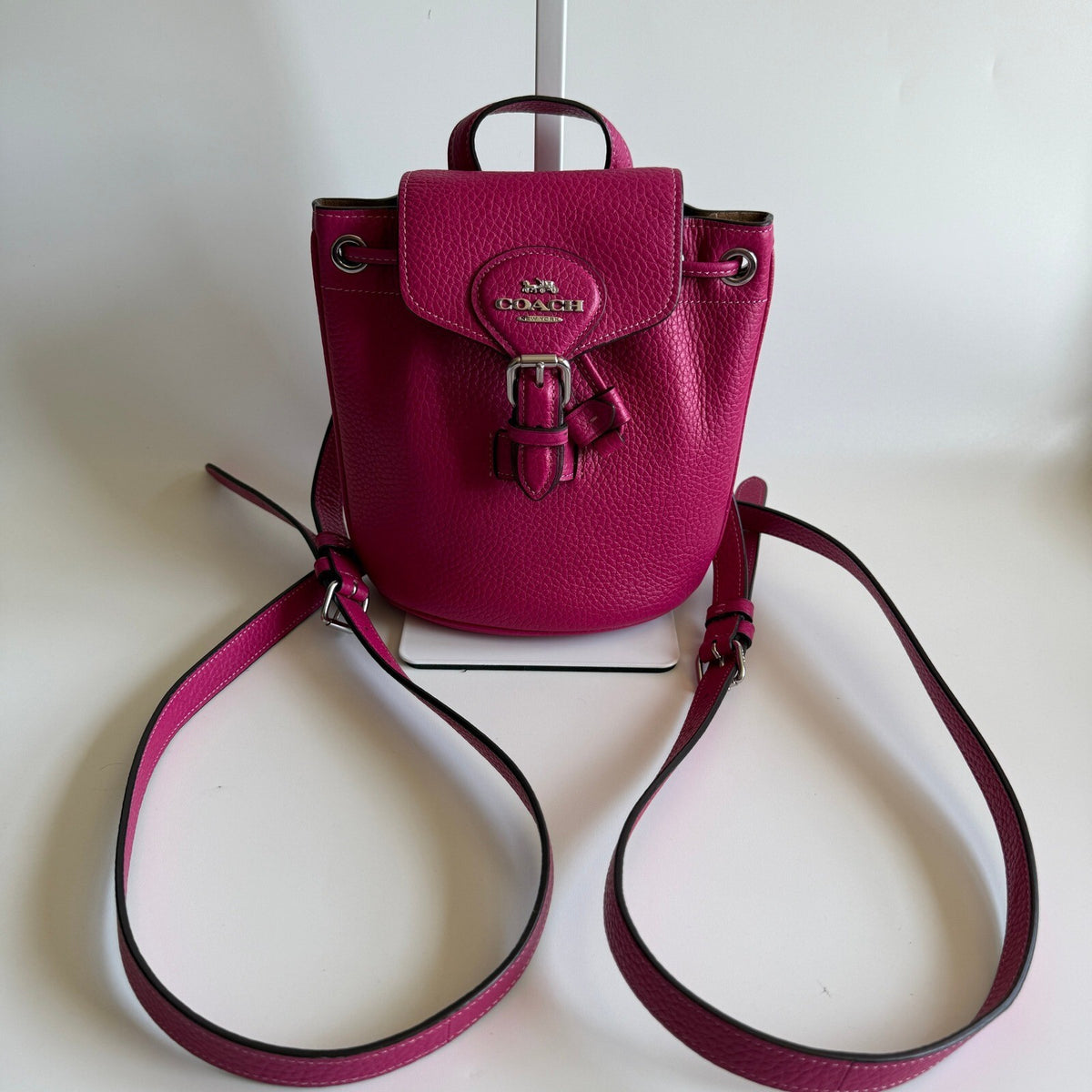 Coach Amelia Mini Backpack Fuchsia Pink Pebbled Leather CL408 Convertible Bag