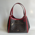 Coach Kristy Shoulder Bag Brown Red Signature Canvas C6232