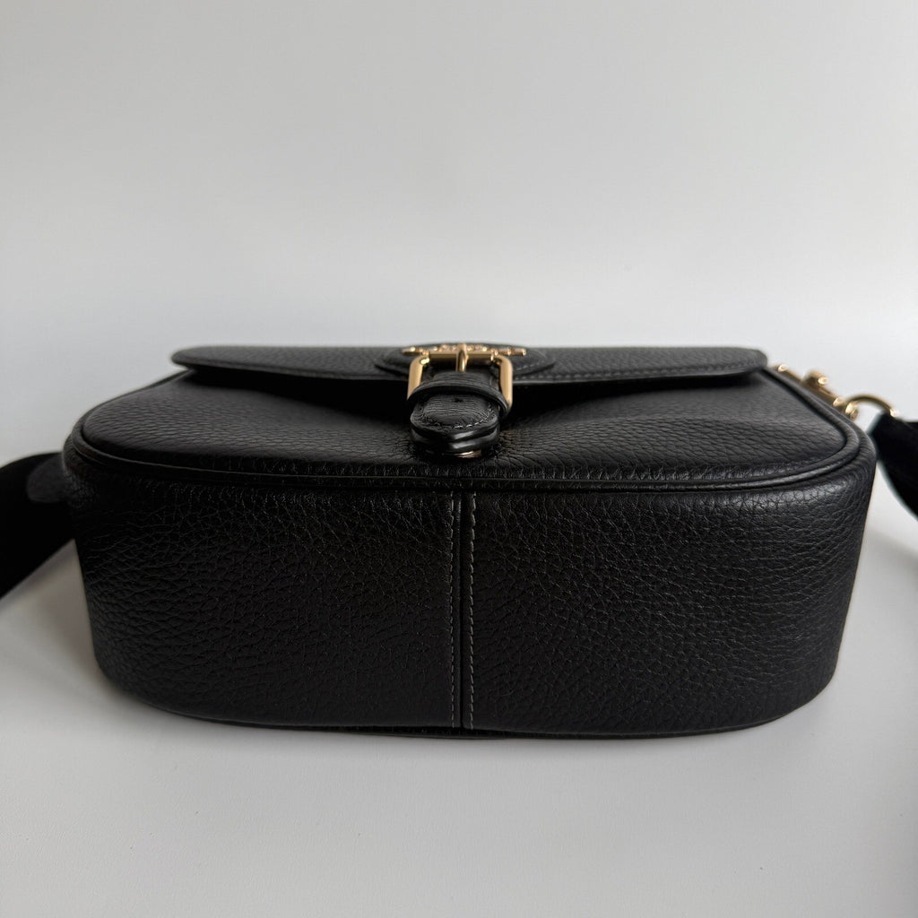 Coach Amelia Saddle Bag Black Soft Pebbled Leather Crossbody CP107