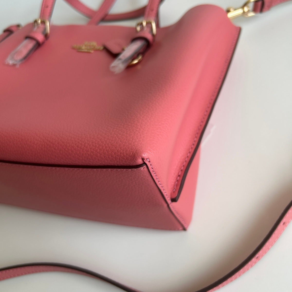 Coach Mollie Tote 25 Pink Taffy Pebble Leather Crossbody Bag C4084