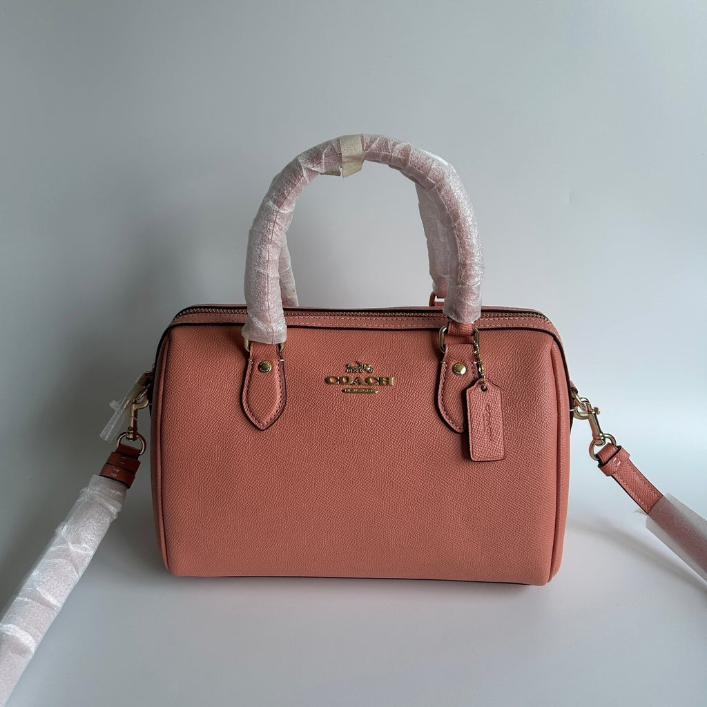 Coach Rowan Satchel Light Coral Crossgrain Leather Bag CH282