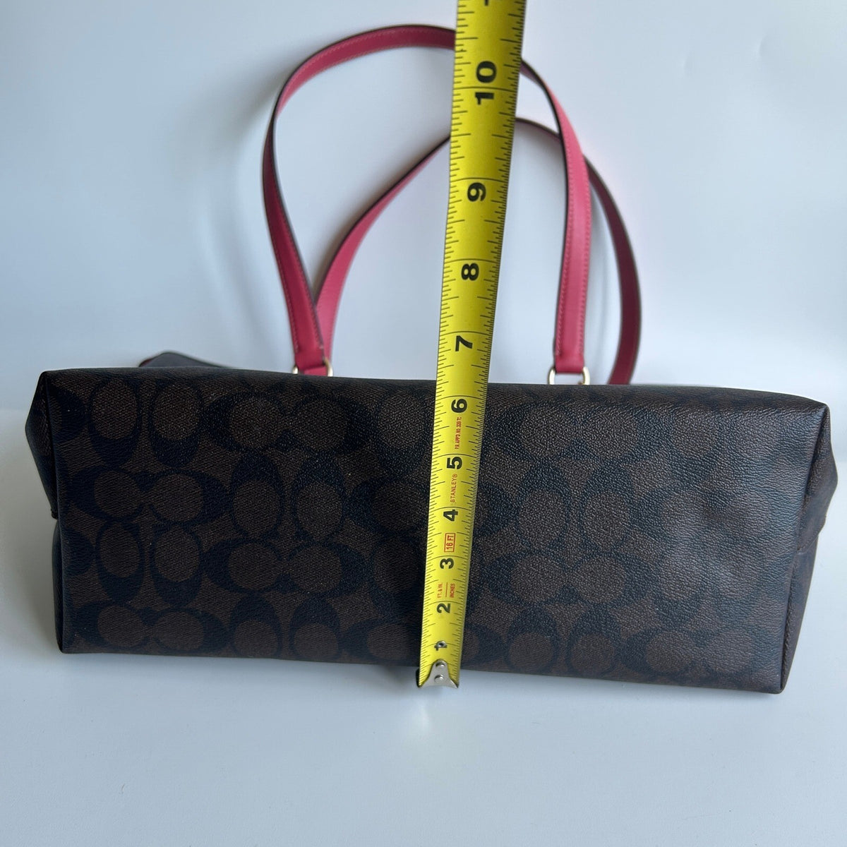 Coach Gallery Tote Brown Red Signature Canvas Shoulder Bag CH504