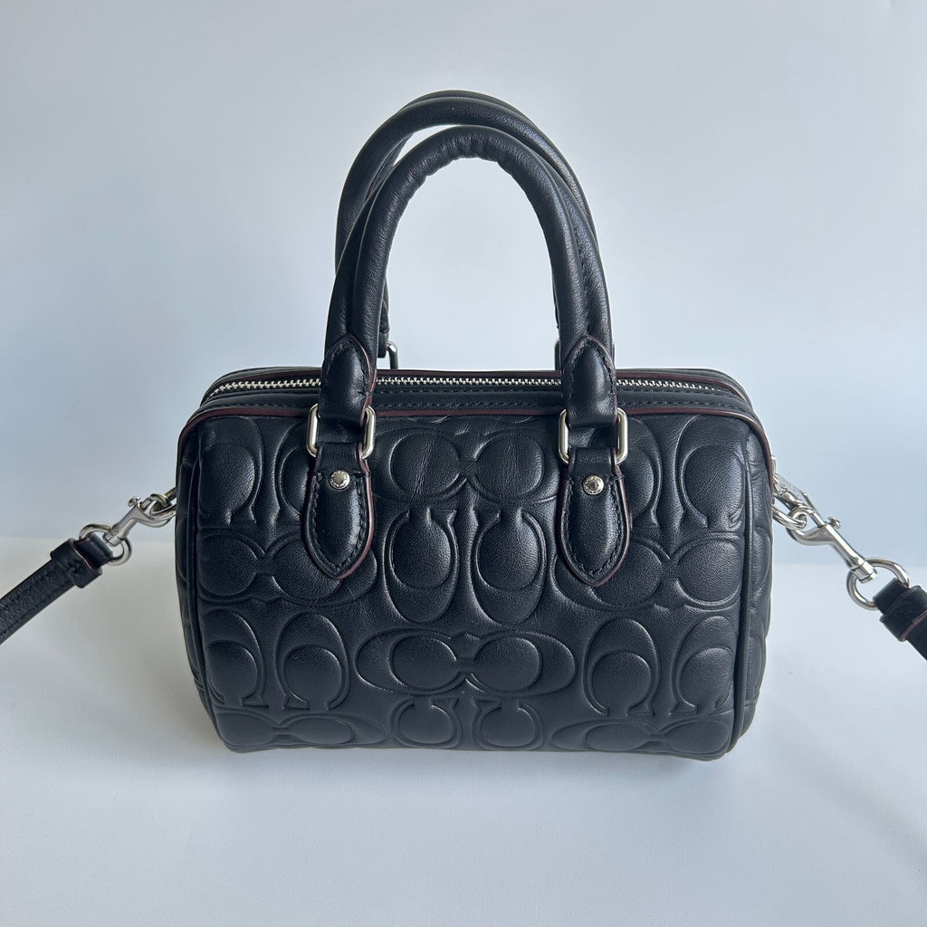 Coach Mini Rowan Black Signature Leather Crossbody Bag CY743