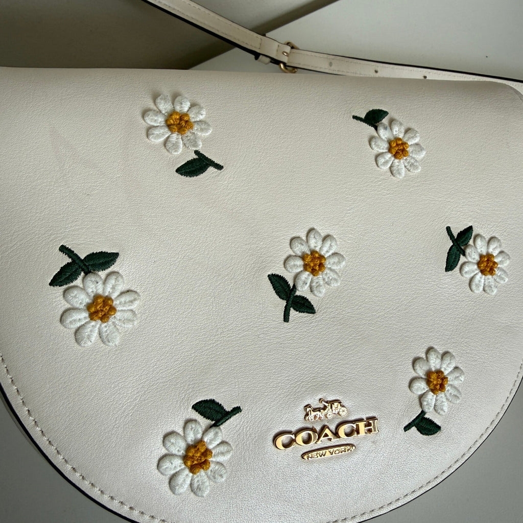 Coach Ellen Chalk Multi Leather Daisy Embroidery Crossbody Bag C2863