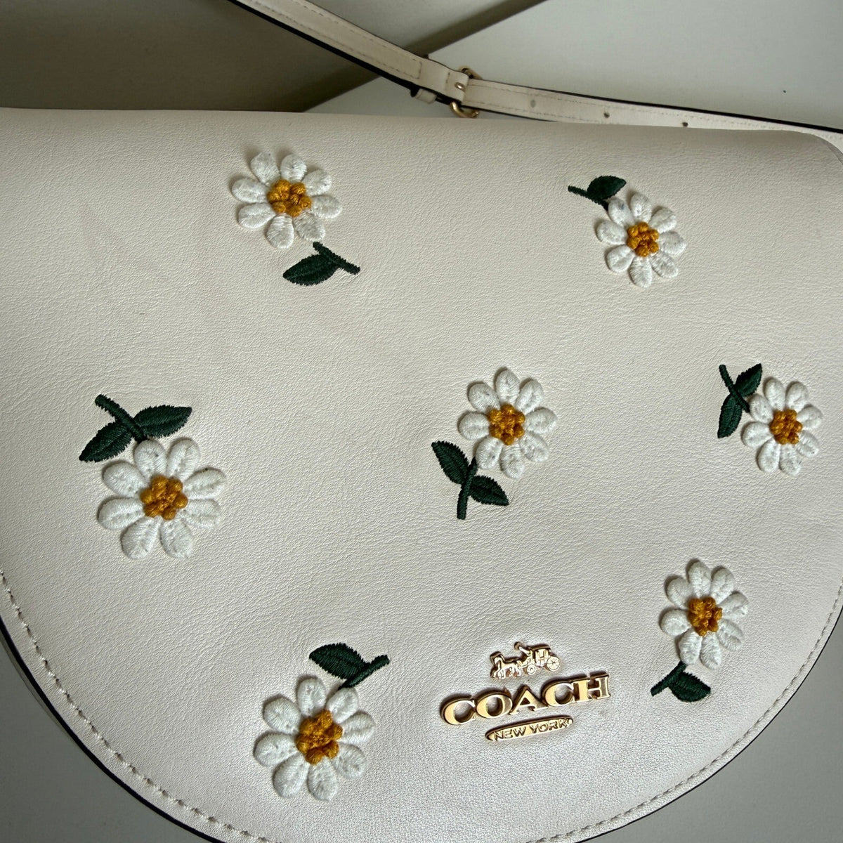 Coach Ellen Chalk Multi Leather Daisy Embroidery Crossbody Bag C2863