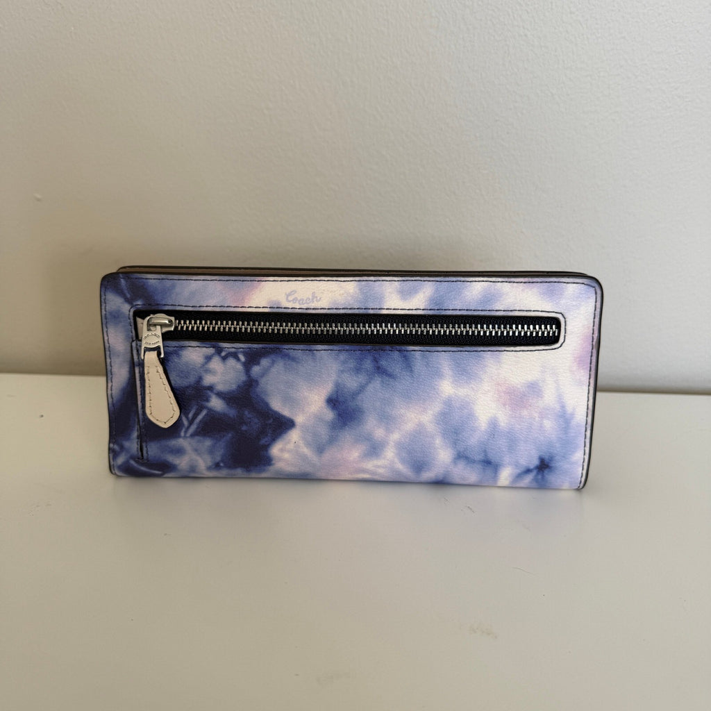 Coach Slim Envelope Wallet Blue Tie-Dye Coated Canvas C4534 Long Wallet
