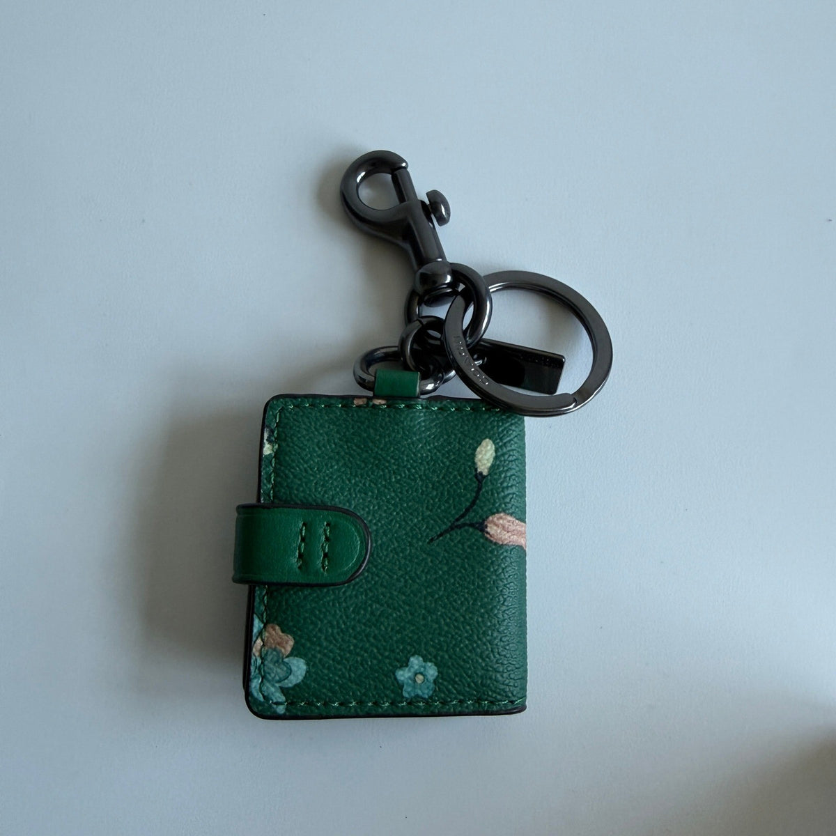 Coach Mystical Floral Green Leather Picture Frame Charm Key Ring Fob C8234