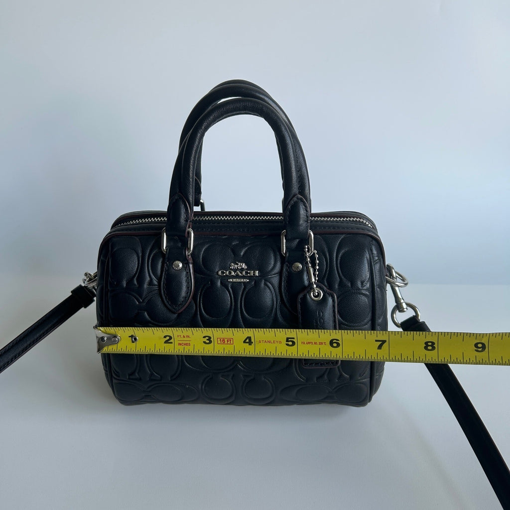 Coach Mini Rowan Black Signature Leather Crossbody Bag CY743