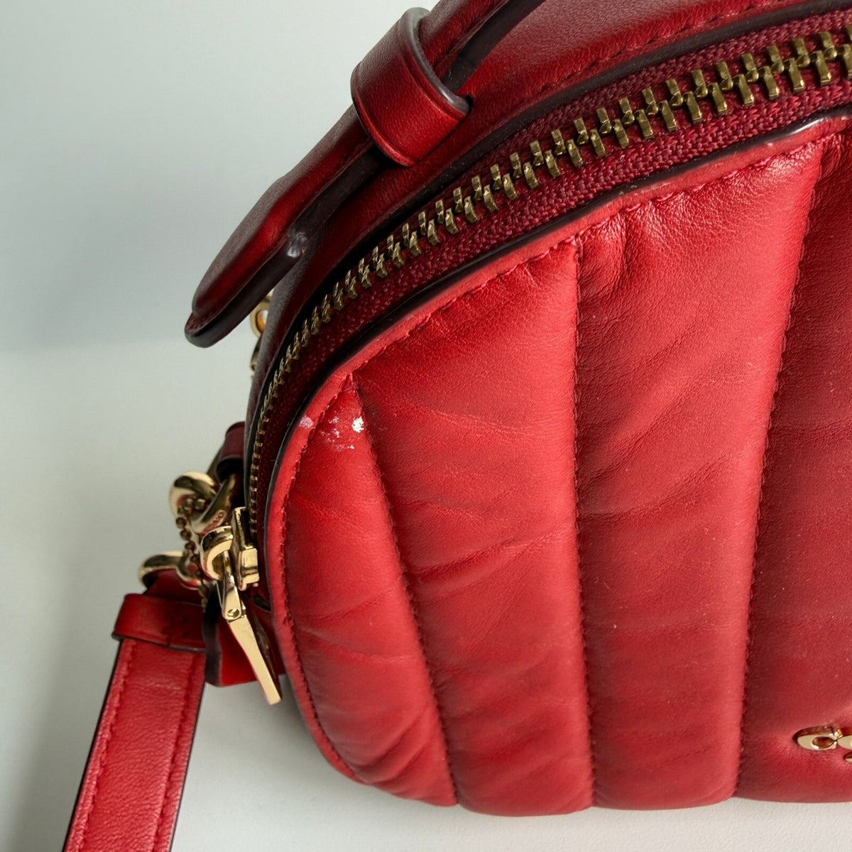 Coach Serena Electric Red Quilted Leather Crossbody Satchel C7259