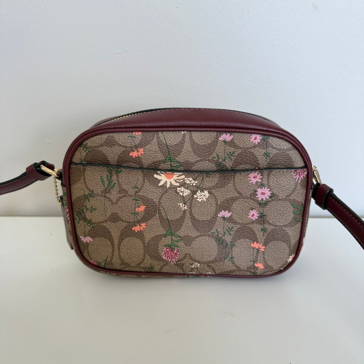 Coach Mini Jamie Camera Bag Khaki Multi Canvas Wildflower Crossbody CA719