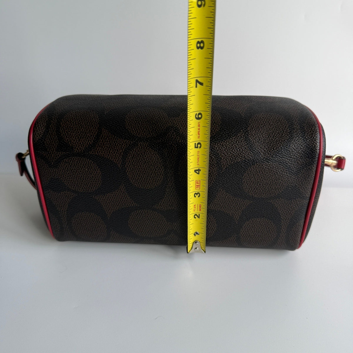 Coach Rowan Satchel Brown Red Signature Canvas Crossbody CV961