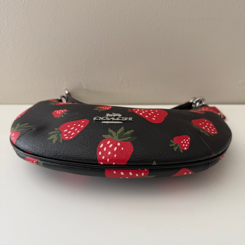 Coach Payton Hobo Black Multi Coated Canvas Strawberry Bag CH330