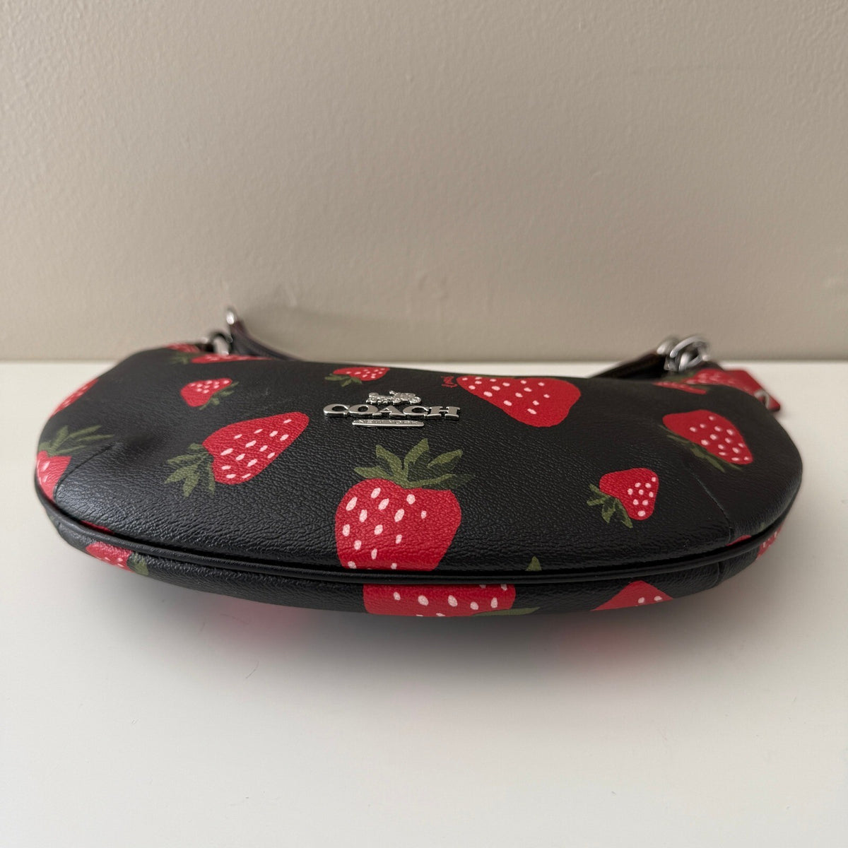 Coach Payton Hobo Black Multi Coated Canvas Strawberry Bag CH330