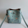Coach Mini Town Bucket Bag Light Teal Floral Leather C8608 Crossbody