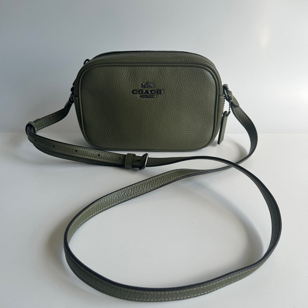 Coach Mini Jamie Camera Bag Olive Green Pebbled Leather Crossbody CQ875