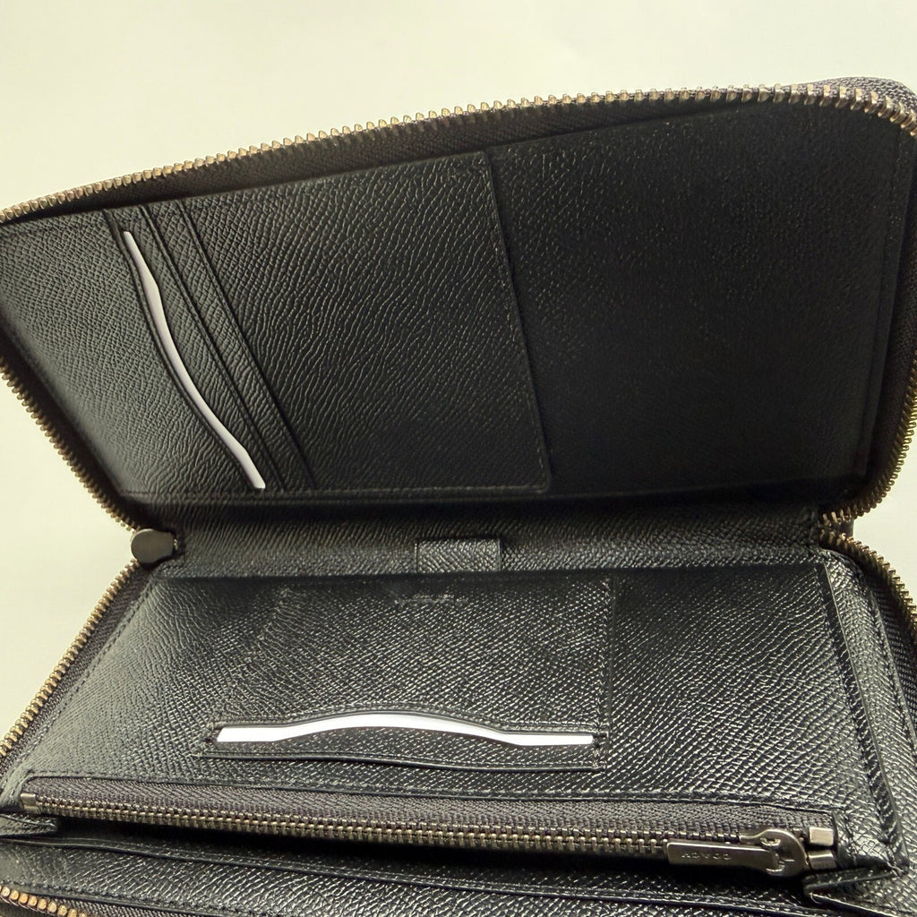 Coach Double Zip Travel Wallet Black Crossgrain Leather F23334
